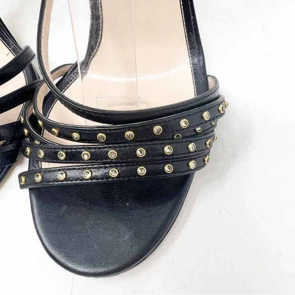 GUCCI WANGY BLACK LEATHER EMBELLISHED PARTY COCKTAIL SANDALS WOMENS SZ 36.5/6.5 - Picture 8 of 10